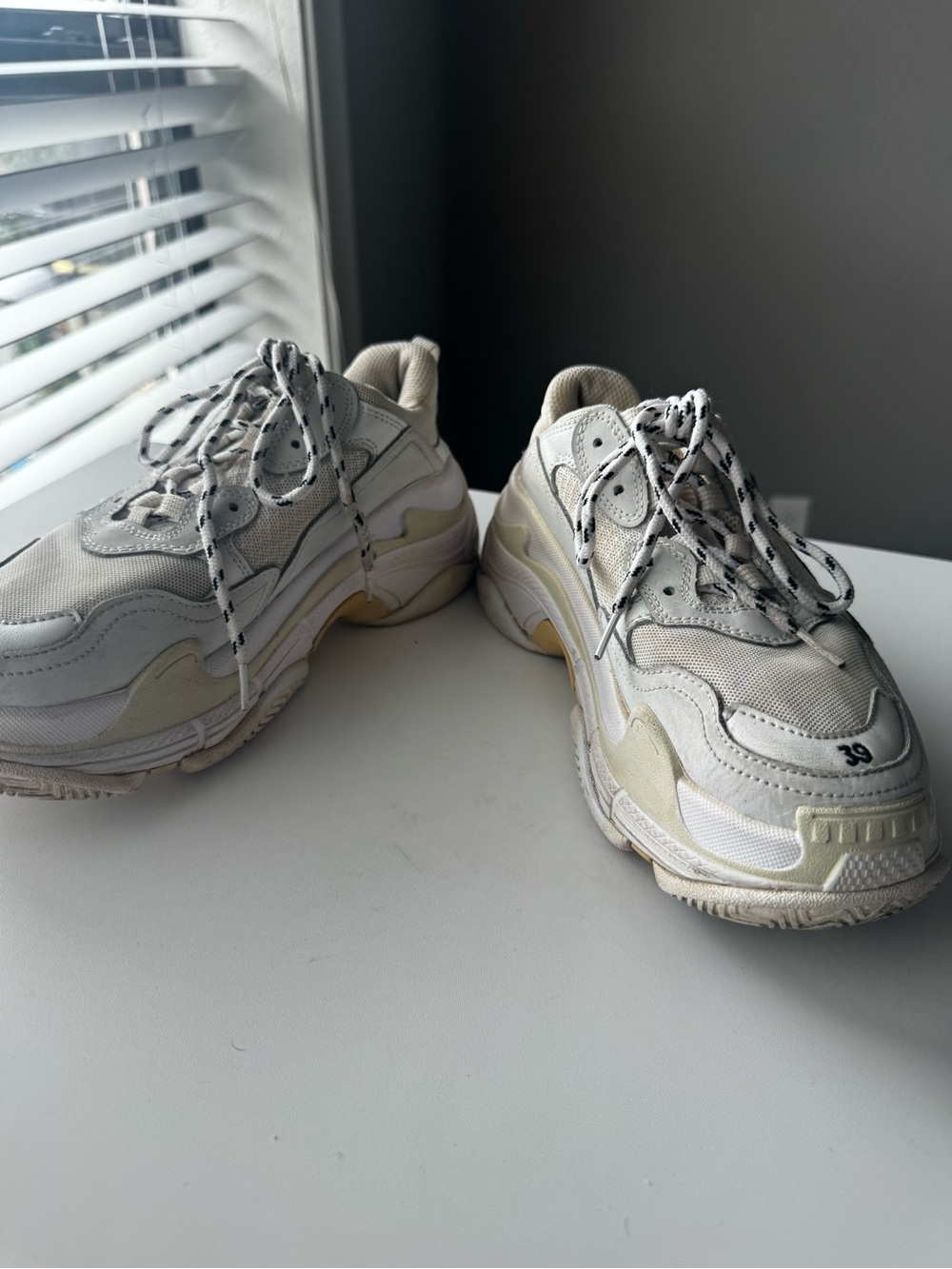 Balenciaga Cream White Layered Triple-S Style Sneakers - Picture 3 of 6